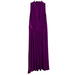 Tahari Womens Sleeveless Midi Sheath Dress XL Purple Plunging Neckline Sexy